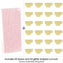 Big Dot Of Happiness Gold Glitter Tea Cup Party Straws - No-Mess Real Gold Glitter Cut-Outs And Decorative Garden Tea Party Paper Straws - Set Of 24 -Household Cleaning Supplies GUEST b49fc6a8 9e84 47b2 b0f7 f91e5e98d5c0