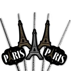 Big Dot Of Happiness Stars Over Paris - Paper Straw Decor - Parisian Themed Party Striped Decorative Straws - Set Of 24 -Household Cleaning Supplies GUEST b4c7eda0 6c3d 4dc0 b570 d873b0378849