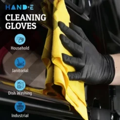 Hand-E Black Nitrile Gloves, Perfect For Cleaning & Cooking - 200 Pack -Household Cleaning Supplies GUEST b8e92e09 f15f 4d99 9813 d5e649579711