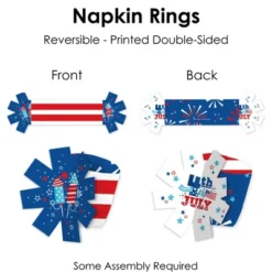 Big Dot Of Happiness Firecracker 4th Of July - Red, White And Royal Blue Party Paper Napkin Holder - Napkin Rings - Set Of 24 -Household Cleaning Supplies GUEST b9110cd0 ebf6 4cf4 9f05 28e0f968abe1