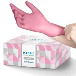 Hand-E Pink Nitrile Gloves, Perfect For Cleaning & Cooking - 200 Pack -Household Cleaning Supplies GUEST bb5cd6db 383a 4701 83ce 5f70e5332b11