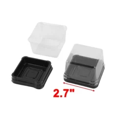 Unique Bargains Plastic Bakery Container Moon Cake Boxes Black Clear 50 Pcs