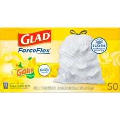 Glad ForceFlex DrawString Trash Bags - Lemon Zest - 13 Gallon - 50ct