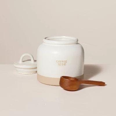 12oz Stoneware Crock Coffee Canister With Scoop Cream/Clay - Hearth & Hand™ With Magnolia 4 12oz Stoneware Crock Coffee Canister With Scoop Cream/Clay - Hearth & Hand™ With Magnolia - Image 2