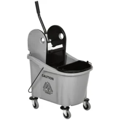 HOMCOM 9.5 Gallon (38 Quart) Mop Bucket With Wringer Cleaning Cart, 4 Moving Wheels, 2 Separate Buckets, & Mop-Handle Holder -Household Cleaning Supplies GUEST c0dc09e4 2b56 46f9 9081 9460c51b87e1