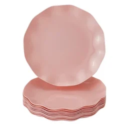 Silver Spoons Elegant Disposable Plastic Plates For Party, Heavy Duty Blush Dessert Plates - 6", (20 PC) - Veil