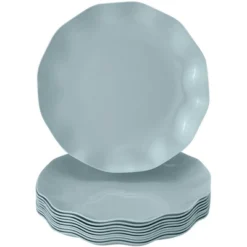 Silver Spoons Elegant Disposable Plastic Plates For Party, Heavy Duty Mint Disposable Plate Set, (10 PC) - Veil