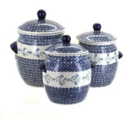 Blue Rose Polish Pottery 1300 Manufaktura 3 Piece Canister Set -Household Cleaning Supplies GUEST c67acf1f becc 4fce a2bd d0eae821641a