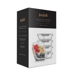 JoyJolt 3-Sectional Divided Food Prep Food Storage Containers With Lids - Set Of 5 - Grey -Household Cleaning Supplies GUEST c72f34bd 5fbb 4898 ba46 d34b4a9847c6