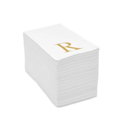 Sparkle And Bash 100 Pack Gold Foil Initial Letter R White Monogrammed Paper Napkins For Wedding Reception, Table Decorations, 4 X 8 In 9 Sparkle And Bash 100 Pack Gold Foil Initial Letter R White Monogrammed Paper Napkins For Wedding Reception, Table Decorations, 4 X 8 In - Image 7