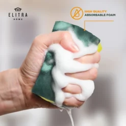ELITRA HOME Heavy Duty Scrubber Sponge, With Smell Resistant Hydrophilic Foam Technology, Odorless - Green -Household Cleaning Supplies GUEST ca5d5c4b d8e7 412c 91ff b5b22dca0bc6