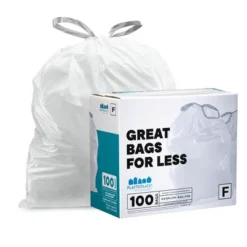 Plasticplace Trash Bag Simplehuman®* Code F Compatible (200 Count) White Drawstring Garbage Liners 6.5 Gallon / 25 Liter 21.75" X 20" -Household Cleaning Supplies GUEST cf0b2254 5e61 4f85 8864 063cb6c62893