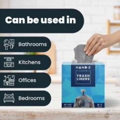 Hand-E Medium Trash Can Liners, 100 Count - 6-7 Gallon Garbage Liners - 22 Microns Thick, Gray Transparent -Household Cleaning Supplies GUEST d3c366d7 2271 4491 b799 a8424f3f5264