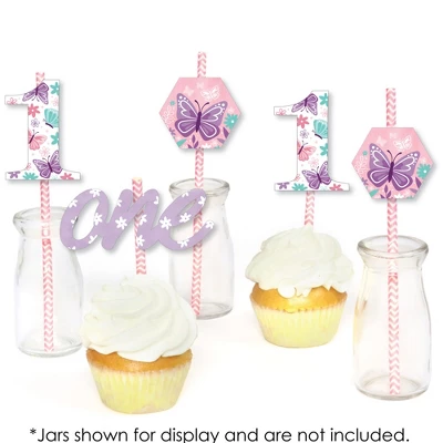 Big Dot Of Happiness 1st Birthday Beautiful Butterfly - Paper Straw Decor - Floral First Birthday Party Striped Decorative Straws - Set Of 24 5 Big Dot Of Happiness 1st Birthday Beautiful Butterfly - Paper Straw Decor - Floral First Birthday Party Striped Decorative Straws - Set Of 24 - Image 3