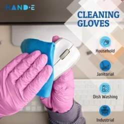 Hand-E Pink Nitrile Gloves, Perfect For Cleaning & Cooking - 50 Pack -Household Cleaning Supplies GUEST d565450d a3cf 4e7c ae21 1d79691d31f0