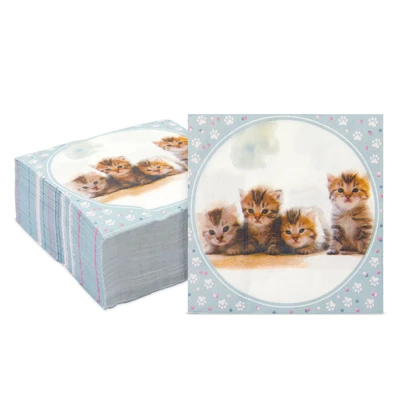 Sparkle And Bash 100 Pack Kitten Luncheon Paper Napkins For Cat Birthday Party Supplies Decorations, 6.5 In 6 Sparkle And Bash 100 Pack Kitten Luncheon Paper Napkins For Cat Birthday Party Supplies Decorations, 6.5 In - Image 4