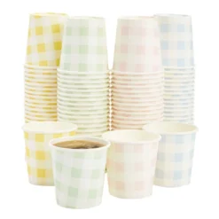 Sparkle And Bash 100 Pack Mini Disposable Paper Cups 4 Oz For Espresso, Mouthwash, Tea & Coffee, Gingham Design -Household Cleaning Supplies GUEST d7db67ac af2c 49fe a59d 8053593e8d3c