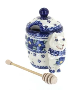 Blue Rose Polish Pottery 430 Vena Honey Pot -Household Cleaning Supplies GUEST dbcc4b6f cfcc 4138 9cdd 7cfd65b3e53f