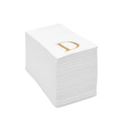 Sparkle And Bash 100 Pack Gold Foil Initial Letter D White Monogram Paper Napkins For Dinner Party, 4 X 8 In -Household Cleaning Supplies GUEST dec36827 0afe 4c14 aa1b 28d4b5ea53eb