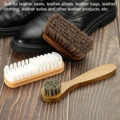 Unique Bargains Leather Boot Cloth Suede Horsehair Wood Shoe Brushes Set Of 3 -Household Cleaning Supplies GUEST e104307b cbda 4e93 a51a 7ad7658b0962