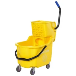 HOMCOM Mop Bucket Cart With Side Press Wringer, Metal Handle And 34 Quart Capacity -Household Cleaning Supplies GUEST e108159c 307e 4be5 823b a383df927418