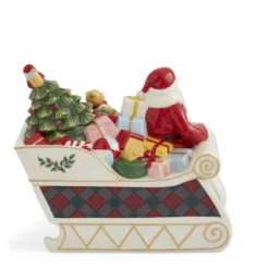 Spode Christmas Tree Santa In Sleigh Cookie Jar,13.5 Inch
