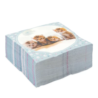 Sparkle And Bash 100 Pack Kitten Luncheon Paper Napkins For Cat Birthday Party Supplies Decorations, 6.5 In 5 Sparkle And Bash 100 Pack Kitten Luncheon Paper Napkins For Cat Birthday Party Supplies Decorations, 6.5 In - Image 3