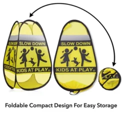 Dryser 3-Pack 24" Slow Kids At Play Safety Signs - Yellow Pop-up Children At Play Safety Signs With Reflective Tape -Household Cleaning Supplies GUEST ea65cc59 ef8b 4b9e a71f c573730743a1