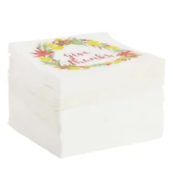 Blue Panda 100 Pack Give Thanks White Paper Napkins For Thanksgiving Party, Luncheon, Dinner, 5 X 5 In -Household Cleaning Supplies GUEST ee2cc5be dc9e 4a17 a2a6 597facee0a95