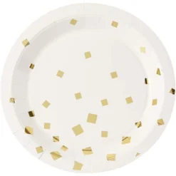 Juvale 48-Pack Gold Foil Square Confetti Disposable Paper Plates 9" Party Supplies -Household Cleaning Supplies GUEST efb235c2 d194 4cd0 a3cb a13c6a2fcb9f