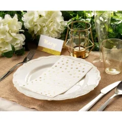 Blue Panda 50 Pack White And Gold Dinner Napkins, Disposable With Gold Foil Stars For Birthday Party, Wedding, 3 Ply, 4 X 8 In -Household Cleaning Supplies GUEST f0efdcfa 8256 4da2 b547 9315ae24e2eb