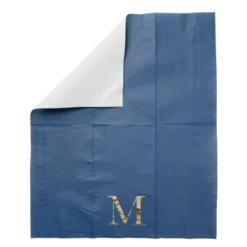 Sparkle And Bash 100 Pack Navy Blue Monogrammed Gold Foil Letter M Paper Dinner Napkins For Engagement & Wedding Party, 4x8 In -Household Cleaning Supplies GUEST f762c847 2dcd 4856 bb1a 6789d425b6f1