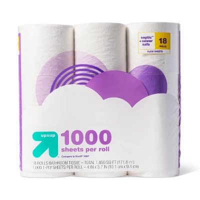 1000 Sheets Per Roll Toilet Paper - Up & Up™ 5 1000 Sheets Per Roll Toilet Paper - Up & Up™ - Image 3