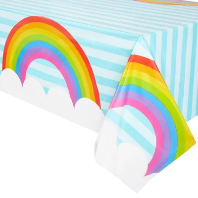 Juvale 3 Pack Rainbow Tablecloth For Party, Pastel Table Covers For Cloud Birthday Decorations For Girls, 54 X 108 In 6 Juvale 3 Pack Rainbow Tablecloth For Party, Pastel Table Covers For Cloud Birthday Decorations For Girls, 54 X 108 In - Image 4