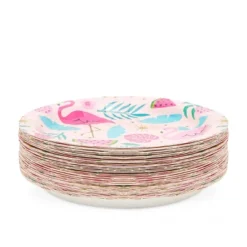 Sparkle And Bash 48 Pack Tropical Pink Flamingo Paper Plates For Luau Birthday Party Supplies Decorations, 7 In -Household Cleaning Supplies GUEST fa340fe8 1b8b 403e 84fc 72aeb6b72f53
