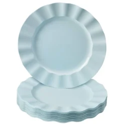 Silver Spoons Elegant Disposable Plastic Plates For Party, Heavy Duty Mint Disposable Plate Set, (10 PC) - Veil -Household Cleaning Supplies GUEST fd37d08b 7c7f 46c1 a609 9ee987a11a98