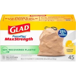 Glad ForceFlex MaxStrength Recovered Plastic Trash Bag - Lemon Fresh - 13 Gallon/45ct